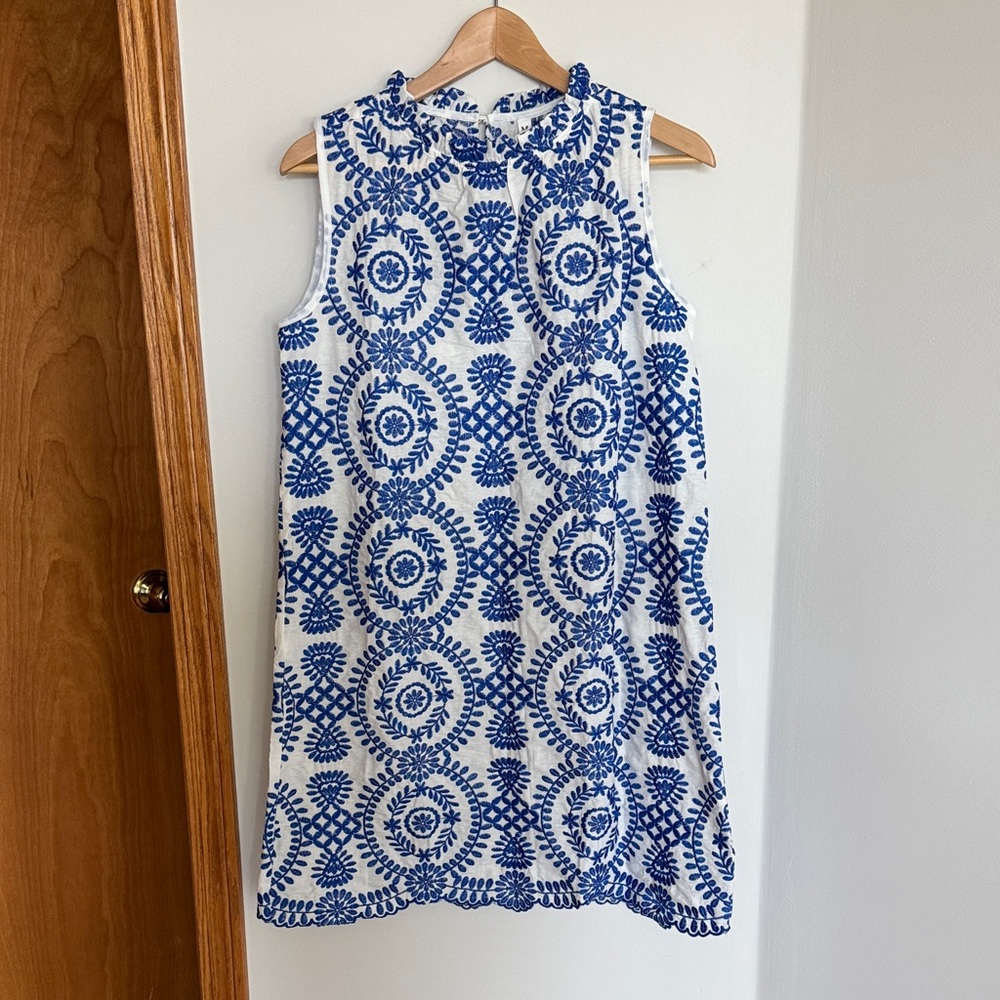 Blue and White Embroidered Dress